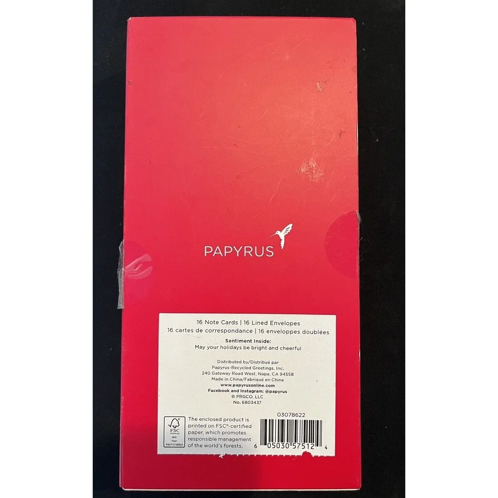 Papyrus Christmas Cards NIB - 16 Cards With Red Lined Envelopes‎ And Gold Seals